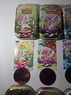 Pokemon Prismatic Evolutions Mini Tins Complete Set (Empty+coins+card art ONLY) - Image 2