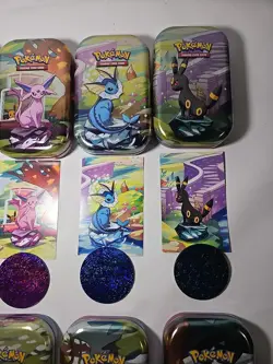 Pokemon Prismatic Evolutions Mini Tins Complete Set (Empty+coins+card art ONLY) - Image 4