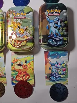 Pokemon Prismatic Evolutions Mini Tins Complete Set (Empty+coins+card art ONLY) - Image 5