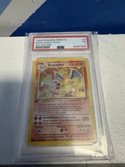 1999 Pokemon French Dracaufeu Base Set Charizard Holo 4/102 PSA 1 - Image 1