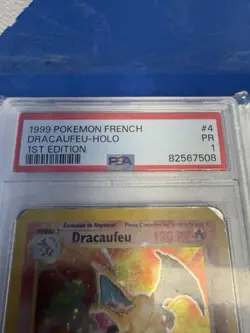 1999 Pokemon French Dracaufeu Base Set Charizard Holo 4/102 PSA 1 - Image 3
