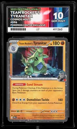Pokemon Destined Rivals Team Rocket's Tyranitar Pokemon Center Promo #096 ACE 10 - Image 1