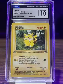 1999 Pokemon Jungle #60 Pikachu 1st Edition CGC GEM MINT 10 - Image 1