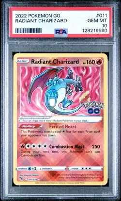 Radiant Charizard 011/078 Pokemon GO Holo PSA 10 - Image 1