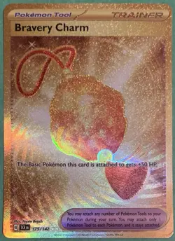 X1 Bravery Charm 175/142 SV: Stellar Crown Gold Hyper Rare Holo Pokemon Card - Image 1