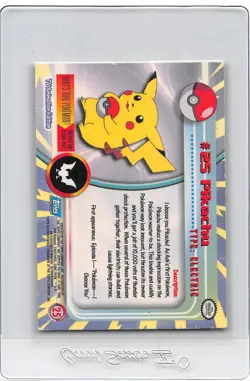 PIKACHU #25 - BLUE LOGO - SILVER HOLO - SERIES 1 - TOPPS POKEMON CARD - LP/MP - Image 2