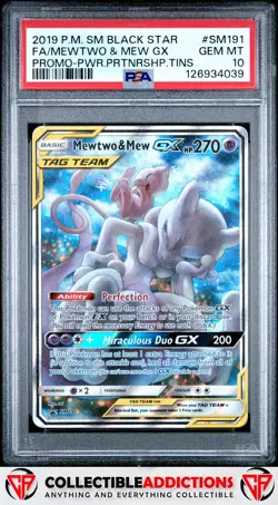 2019 Pokemon Sm Black Star Promo #SM191 Mewtwo & Mew Gx PSA 10 - Image 1