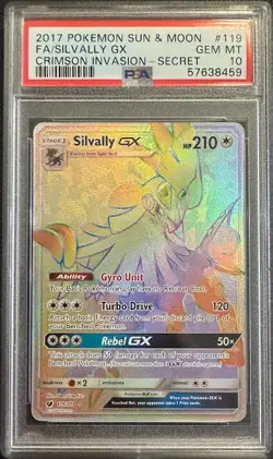 PSA 10 SILVALLY GX 119 CRIMSON INVASION SECRET RAINBOW RARE SUN & MOON POKEMON - Image 1