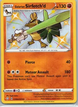 Pokemon TCG Galarian Sirfetchd SV064/122 Shining Fates Shiny Vault Holo NM - Image 1