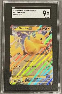 2023 POKEMON PAL EN-PALDEA EVOLVED #063 PIKACHU EX Double Rare SGC 9 Mint - Image 1