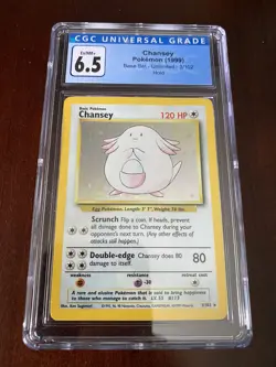 1999 Pokemon - Chansey - 3/102 - Base Set - Unlimited - Holo - CGC 6.5 - Image 1