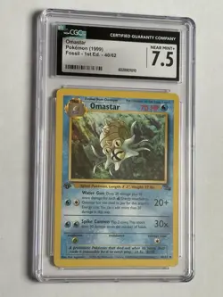 1999 Pokemon Fossil 1st Edition Omastar 40/62 CGC 7.5 - Image 1