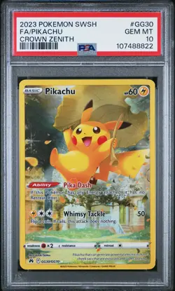 2023 POKEMON SWORD & SHIELD CROWN ZENITH #GG30 FULL ART/PIKACHU PSA 10 - Image 1