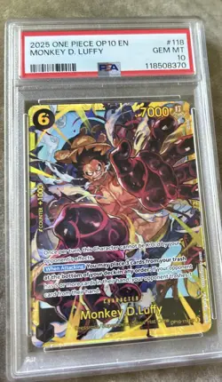 Monkey.D.Luffy OP10-118 SEC Royal Blood Foil One Piece Card Game PSA 10 - Image 1