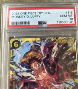 Monkey.D.Luffy OP10-118 SEC Royal Blood Foil One Piece Card Game PSA 10 - Image 2