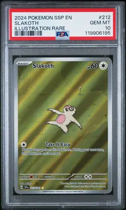 2024 POKEMON SSP EN-SURGING SPARKS ILLUSTRATION RARE #212 SLAKOTH PSA 10 - Image 1