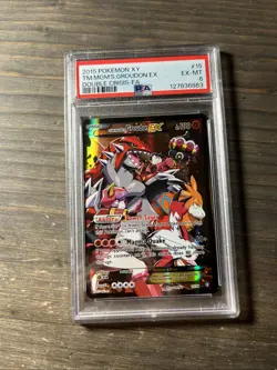 2015 POKEMON XY DOUBLE CRISIS #15 FULL ART/TEAM MAGMA'S GROUDON EX PSA 6 - Image 2