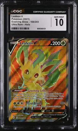 LEAFEON V Evolving Skies Holo Rare #166 CGC 10 Pokemon [Nostalgium] - Image 1