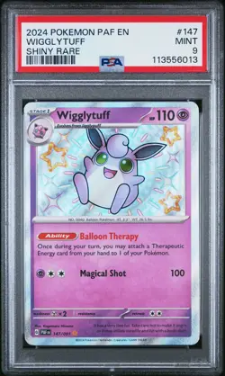 2024 POKEMON PAF EN-PALDEAN FATES SHINY RARE #147 WIGGLYTUFF PSA 9 - Image 1
