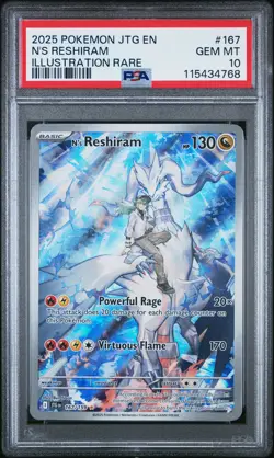 2025 POKEMON JTG EN-JOURNEY TOGETHER ILLUSTRATION RARE #167 N'S RESHIRAM PSA 10 - Image 1