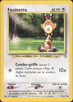 2001 Pokemon FRENCH Unlimited Neo Genesis Fouinette-Sentret 71/111 NM - Image 1