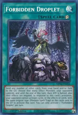 Yugioh! LP Forbidden Droplet - MP22-EN254 - Prismatic Secret Rare - 1st Edition - Image 1
