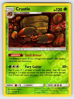 Crustle 11/236 2019 S&M Unified Minds Pokemon Card Reverse Holo Rare - Vlp - Image 1