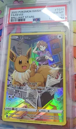PSA 10 GEM MINT Eevee #TG11 Full Art Brilliant Stars Pokemon Card - Image 1