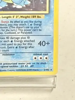Blastoise 2/102 Base Set 1999 Holo Rare WOTC Pokemon Card TCG LP/MP - Image 5