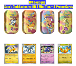 Sams Club Pokemon TCG: Scarlet & Violet 151 4 Mini Tins + 4 Promo Cards | PACK 2 - Image 1