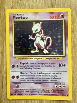 Mewtwo 10/102 Rare Holo Pokemon Card TCG Unlimited Base Set MP - Image 1