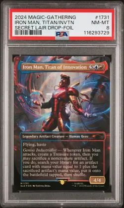 2024 MTG SECRET LAIR DROP #1731 IRON MAN, TITAN OF INNOVATION PSA 8 - Image 1