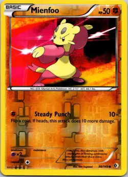 Pokemon Mienfoo Boundaries Crossed 86/149 Reverse Holo Common - LP - Image 1