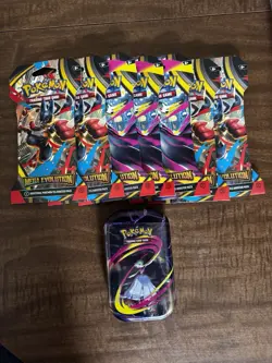 LOT - NEW Sealed Pokemon TCG Mega Evolution Sleeved Booster 7x Packs and TIN - Image 1