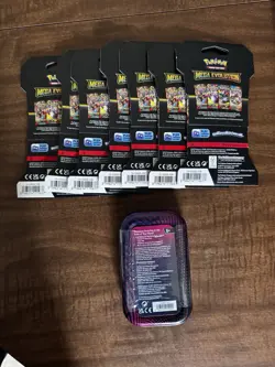 LOT - NEW Sealed Pokemon TCG Mega Evolution Sleeved Booster 7x Packs and TIN - Image 2