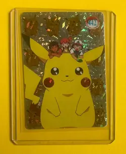 Pokemon Pocket Monsters Vending Holo Prism Sticker Pikachu Ash Misty Brock 1999 - Image 1