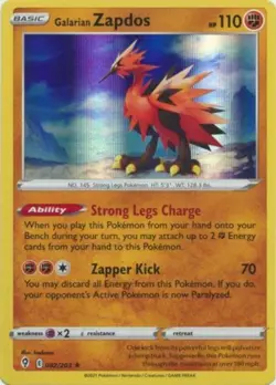 x1 Galarian Zapdos - 082/203 - Holo Rare Pokemon SS07 Evolving Skies M/NM - Image 1