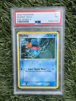 PSA 7 Mudkip 11/17 Cosmo Holo Pop Series 4 Pokemon TCG - Image 1