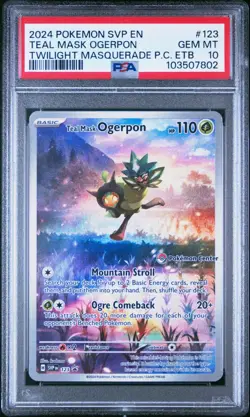 2024 POKEMON TWM POKEMON CENTER ETB PROMO SVP #123 TEAL MASK OGERPON PSA 10 - Image 1