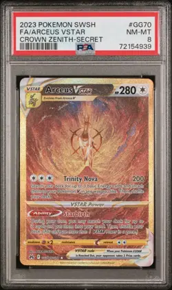 Pokemon TCG Arceus Vstar GG70/GG70 Crown Zenith Galarian Gallery Secret PSA 8 - Image 1
