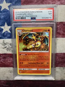 2019 POKEMON SUN & MOON TEAM UP CRACKED ICE #14 CHARIZARD-HOLO PSA 7 - Image 1