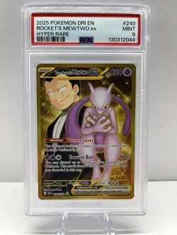 Destined Rivals Gold Team Rockets Mewtwo EX Hyper Rare Card 240/182 PSA 9 - Image 1