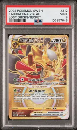 PSA 9 Giratina VSTAR 212/196 Mint Lost Origin Gold Secret Rare FA Pokemon Card - Image 1