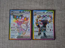 Pokemon TCG Umbreon 176 & Espeon 175 Prismatic Evolutions Figure Promo Cards - Image 1