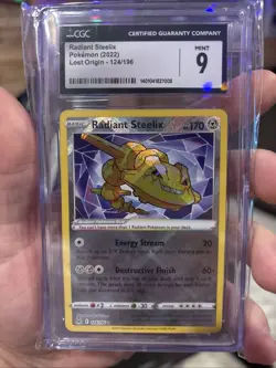 Pokemon Card Radiant Steelix Rare Holo CGC 9 Mint, Lost Origin 124/196, 2022 - Image 1