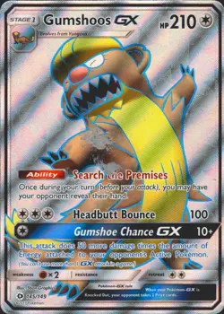 Gumshoos GX (Full Art) 145/149 Holo Ultra Rare SM Base Set Pokemon Card MP/HP - Image 1