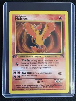 Moltres 27/62 Pokemon Card TCG 1st Edition Fossil Regular Non-Holo Rare LP - Image 1