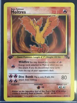 Moltres 27/62 Pokemon Card TCG 1st Edition Fossil Regular Non-Holo Rare LP - Image 2