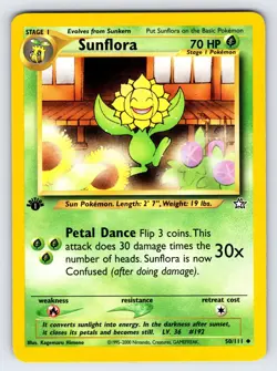 Sunflora 50/111 1st Edition Neo Genesis Pokemon Card TCG Vintage Uncommon Nm/Vlp - Image 1