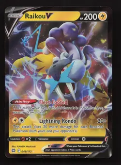 Raikou V 048/172 Sword & Shield Brilliant Stars Rare Holo Pokemon TCG Card NM - Image 1
